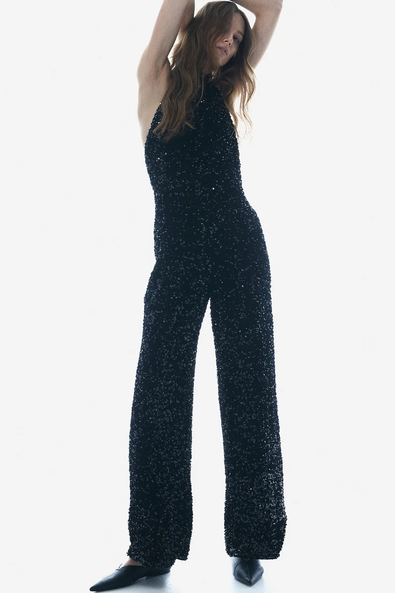 H&M Sequined halterneck jumpsuit